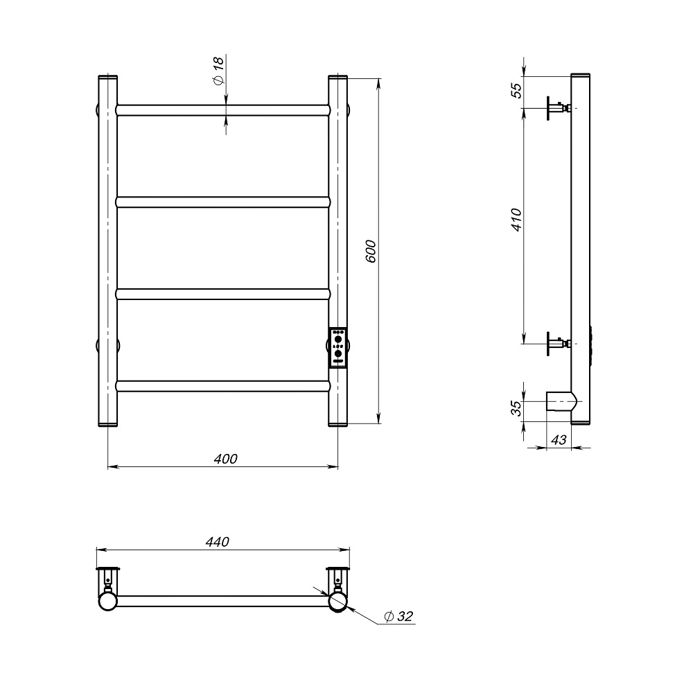 Полотенцесушитель Аспект Пэк сп 1 60х40
